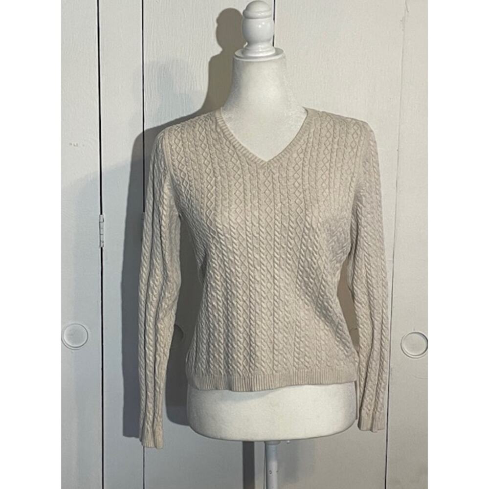 Valerie Stevens Women Size Petite Medium 100% Cotton‎ Sweater V Neck